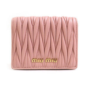 Miu Miu Matelasse Leather Bi fold Wallet Pink
